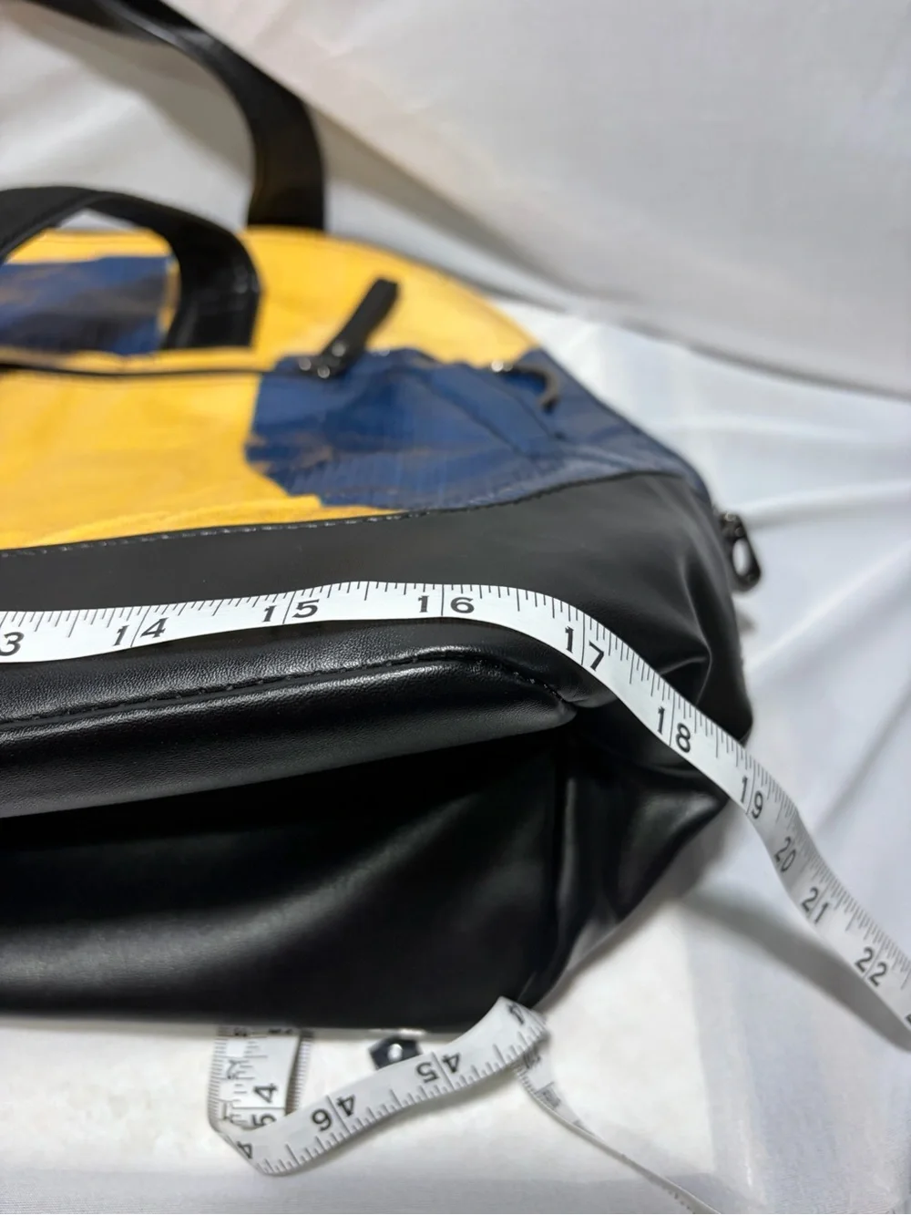 Rareform: Yellow and Navy Duffel Bag with Black Handles